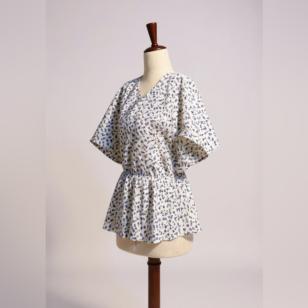 Sienna Sky Blue and White Wrap Blouse - Size S - Picture 5 of 10